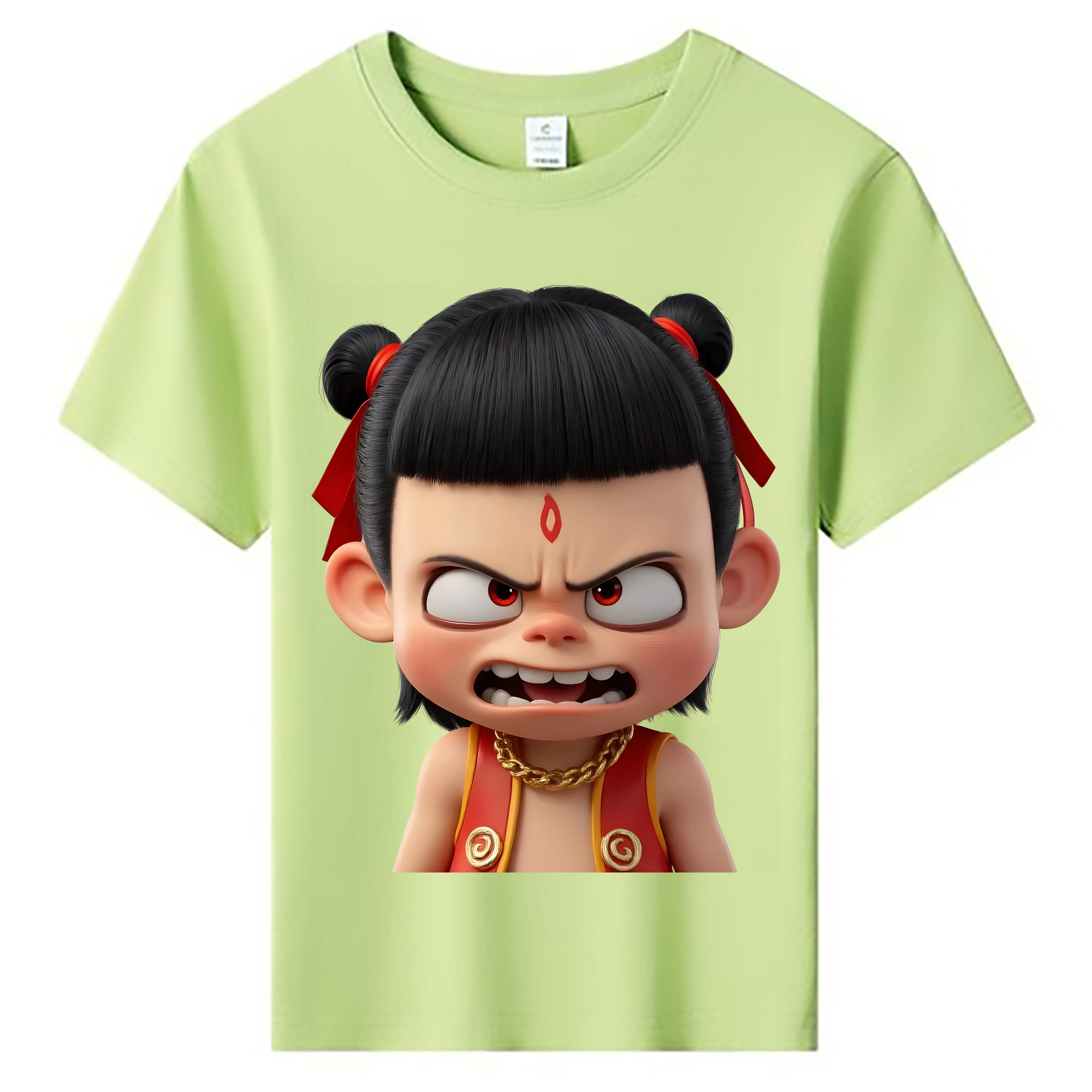 （画像用） Ne Zha 2 ナタ 魔童の大暴れ 綿100％キッズTシャツ（フロントプリント）